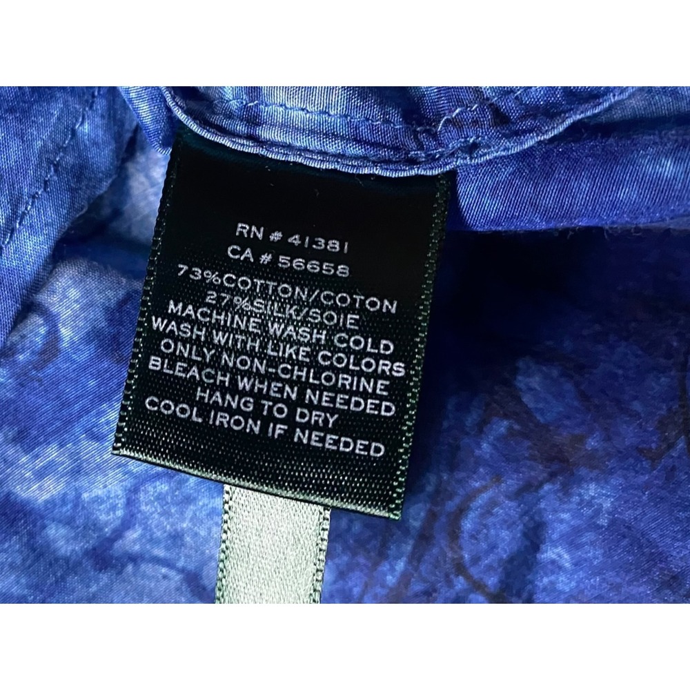 Ralph Lauren Blue Paisley Silk Cotton Button Down Shirt Blouse PS Petite S - Picture 4 of 5